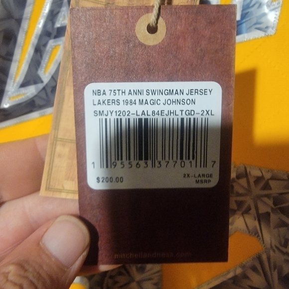 Magic Johnson Mitchell & Ness NBA 75th Anniv. 1984 Los Angeles Lakers Jersey 2XL - Picture 4 of 7
